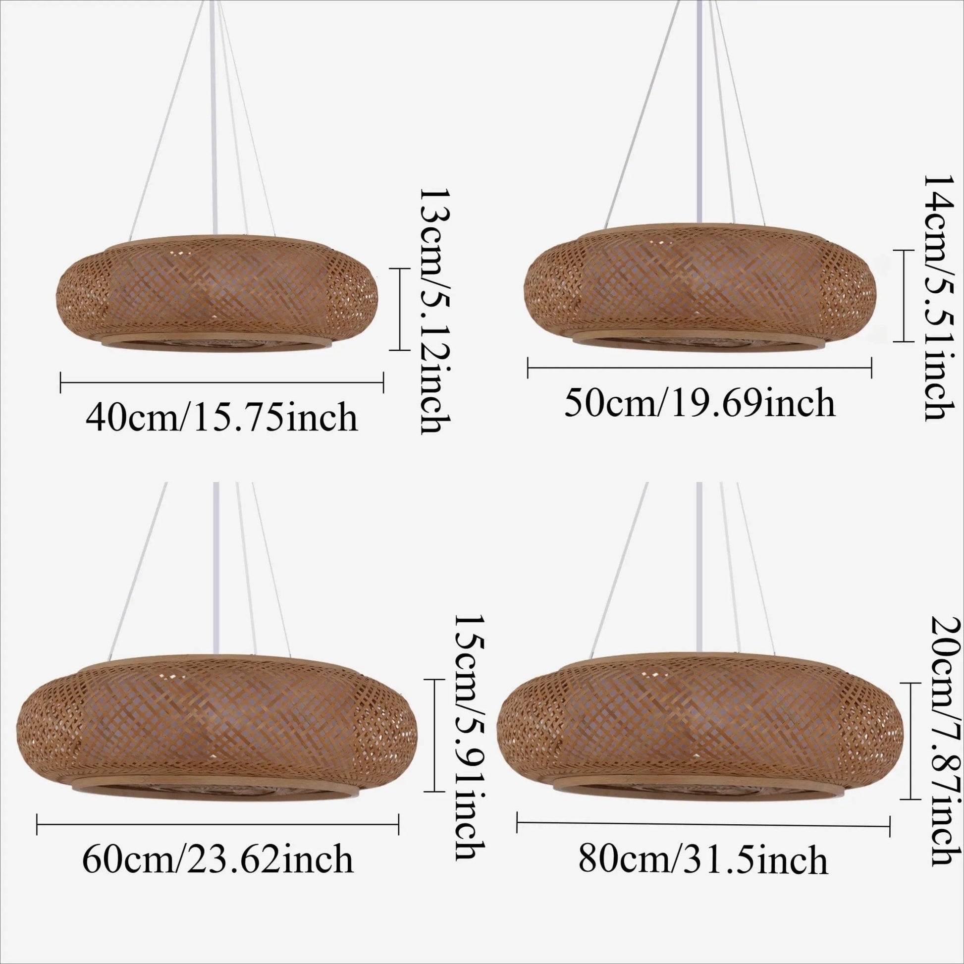 Lightsin Japanese - Style Bamboo Rattan Pendant & Ceiling Light – Flat Flush Mount or Hanging Fixture for Bedroom, Living Room & More - House Comfort