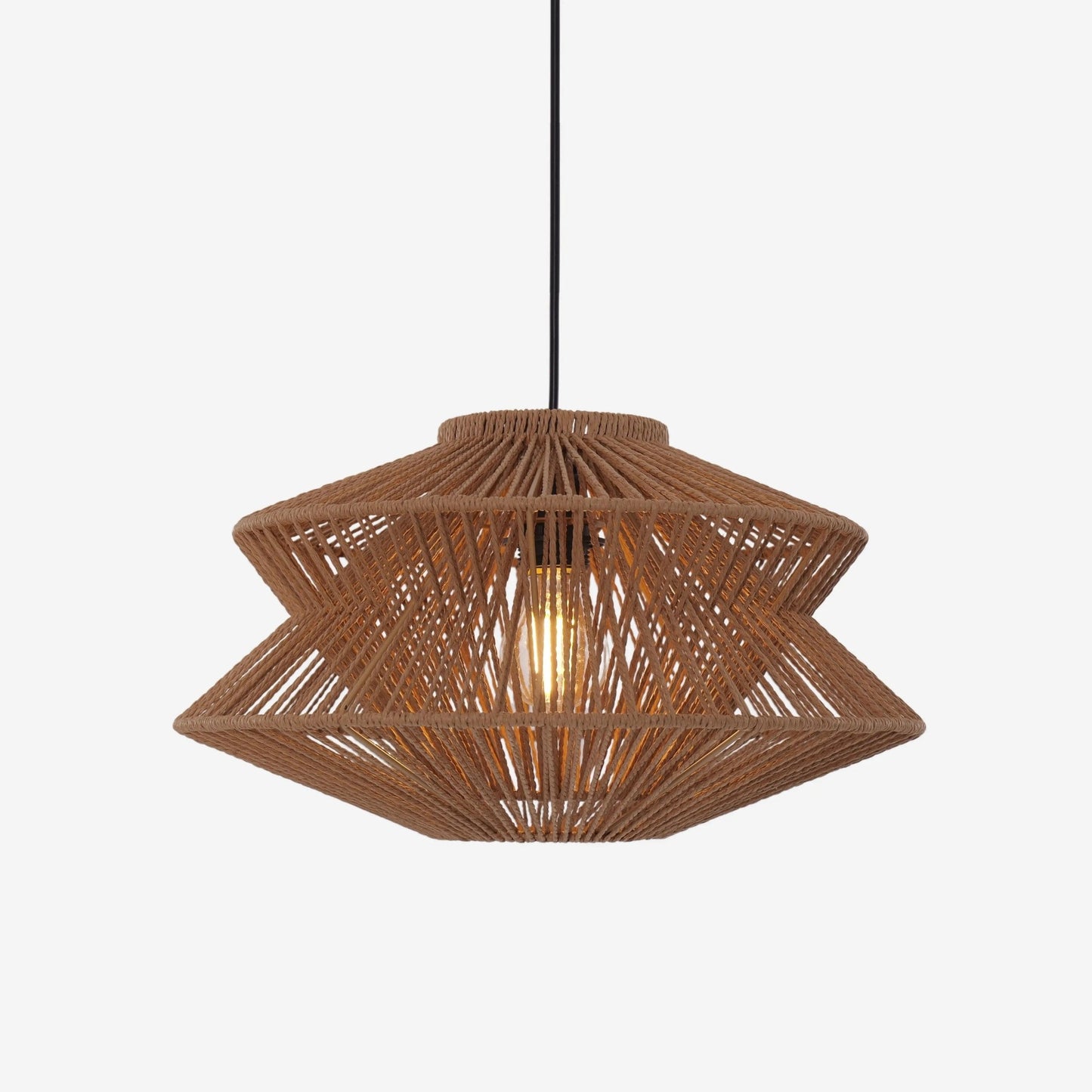 Lightsin Khaki Handwoven Paper Rope Pendant Light with Iron Frame - House Comfort