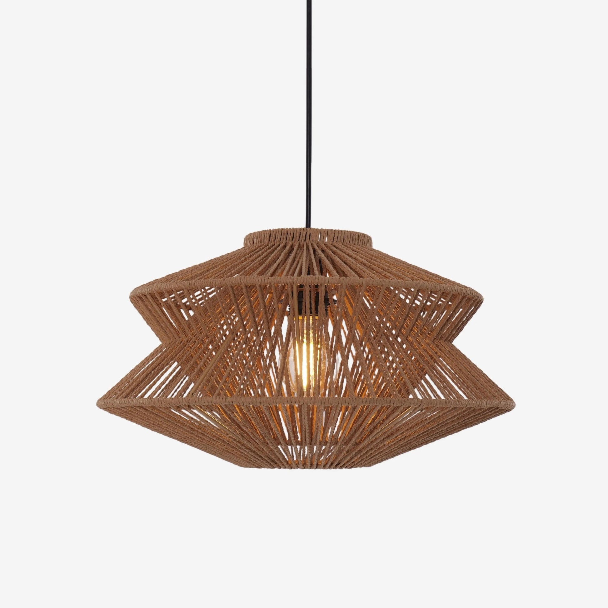 Lightsin Khaki Handwoven Paper Rope Pendant Light with Iron Frame - House Comfort