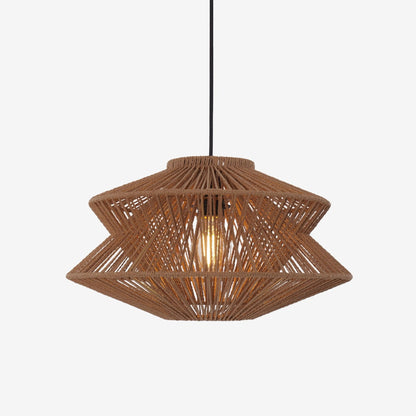 Lightsin Khaki Handwoven Paper Rope Pendant Light with Iron Frame - House Comfort