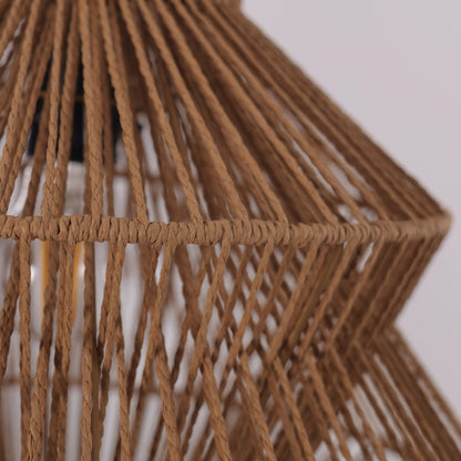 Lightsin Khaki Handwoven Paper Rope Pendant Light with Iron Frame - House Comfort