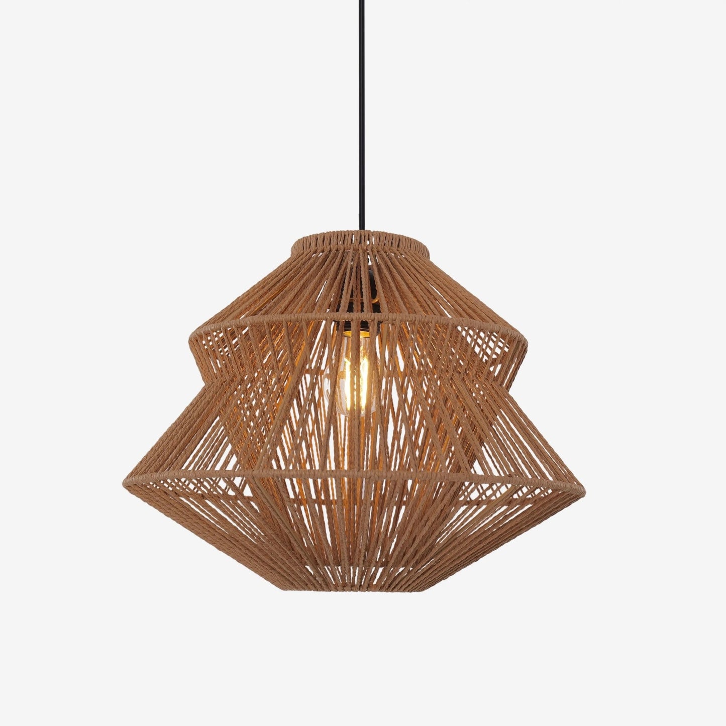 Lightsin Khaki Handwoven Paper Rope Pendant Light with Iron Frame - House Comfort