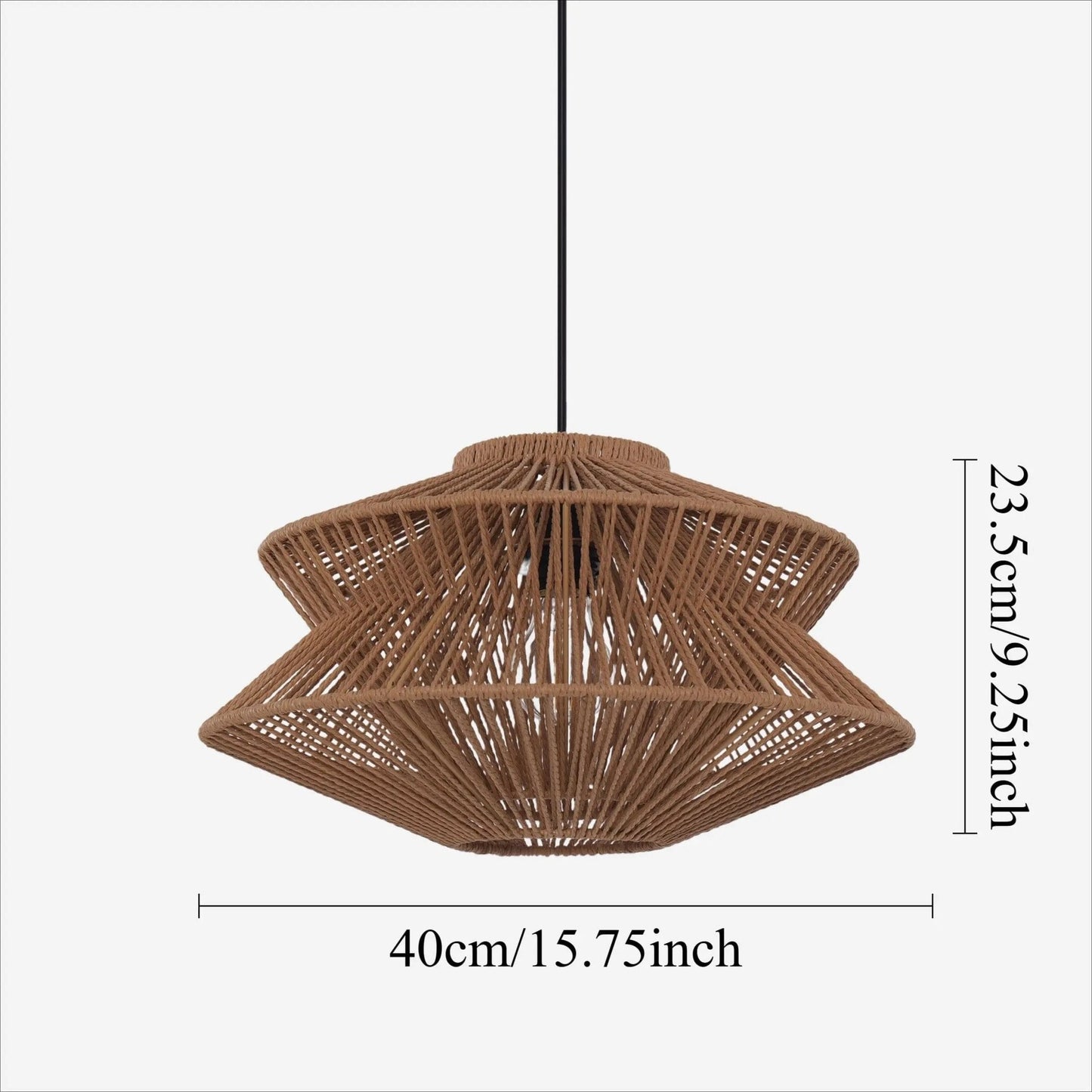 Lightsin Khaki Handwoven Paper Rope Pendant Light with Iron Frame - House Comfort