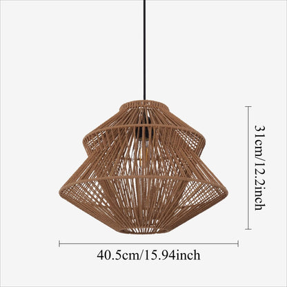 Lightsin Khaki Handwoven Paper Rope Pendant Light with Iron Frame - House Comfort