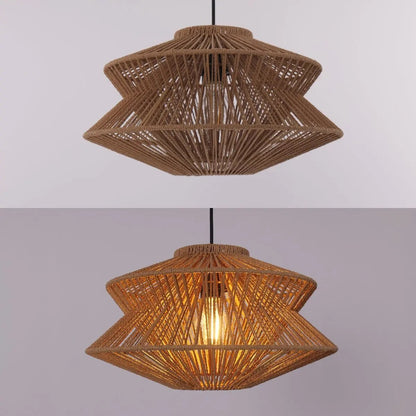 Lightsin Khaki Handwoven Paper Rope Pendant Light with Iron Frame - House Comfort