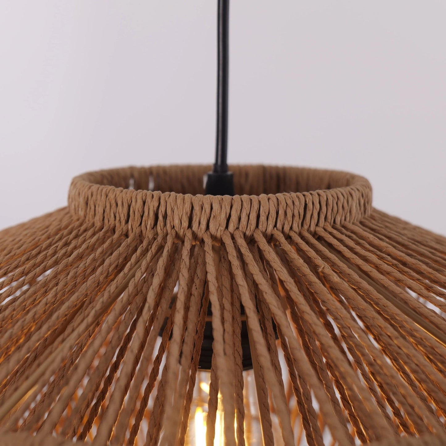 Lightsin Khaki Handwoven Paper Rope Pendant Light with Iron Frame - House Comfort