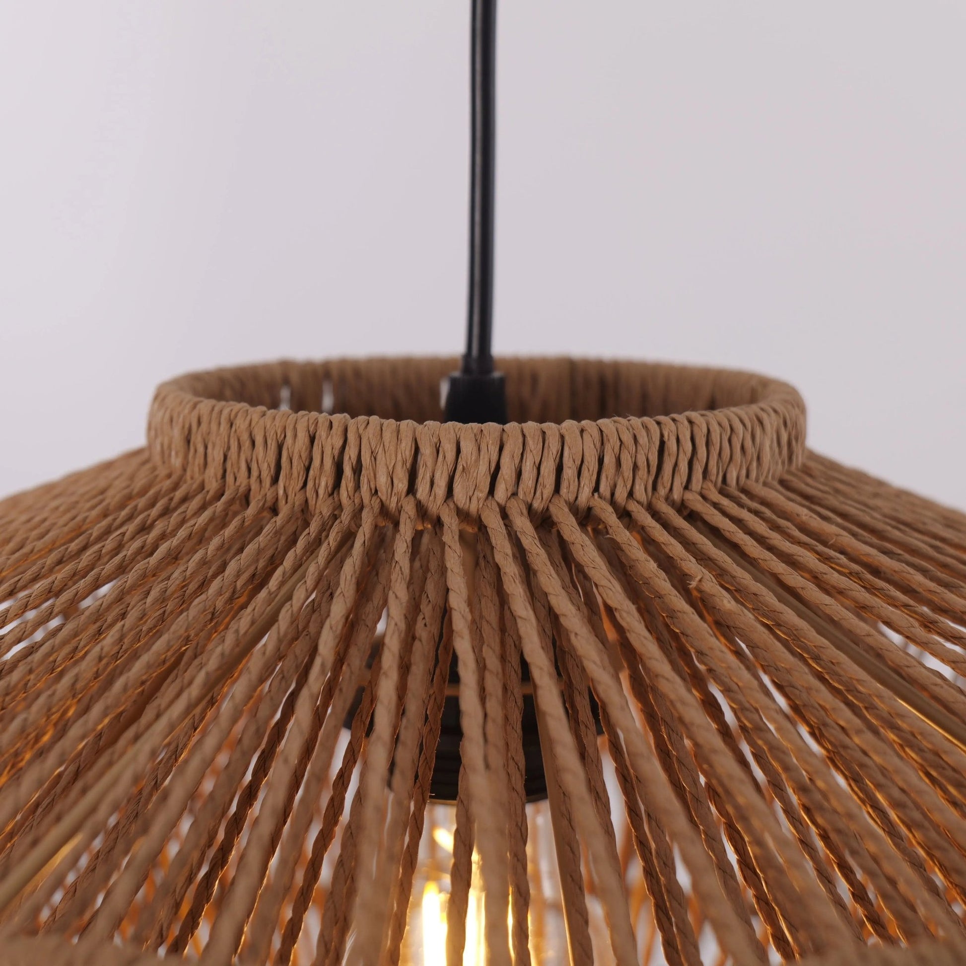 Lightsin Khaki Handwoven Paper Rope Pendant Light with Iron Frame - House Comfort