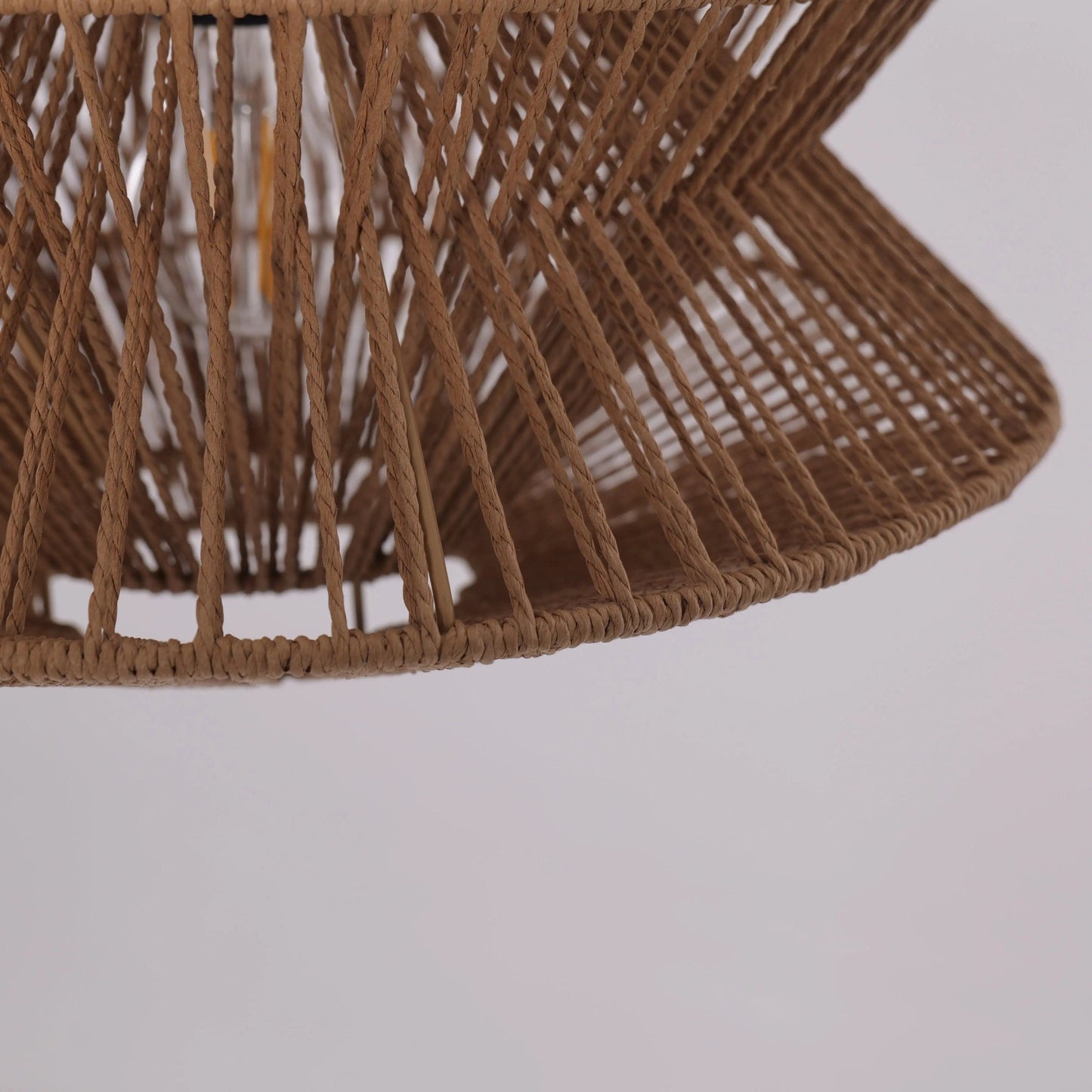 Lightsin Khaki Handwoven Paper Rope Pendant Light with Iron Frame - House Comfort