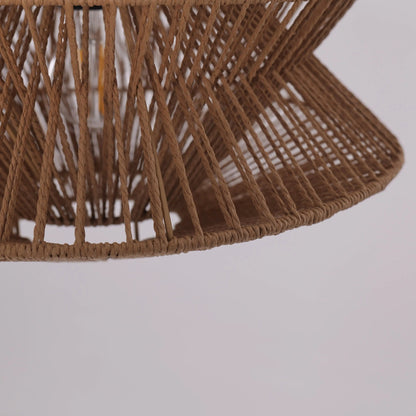 Lightsin Khaki Handwoven Paper Rope Pendant Light with Iron Frame - House Comfort