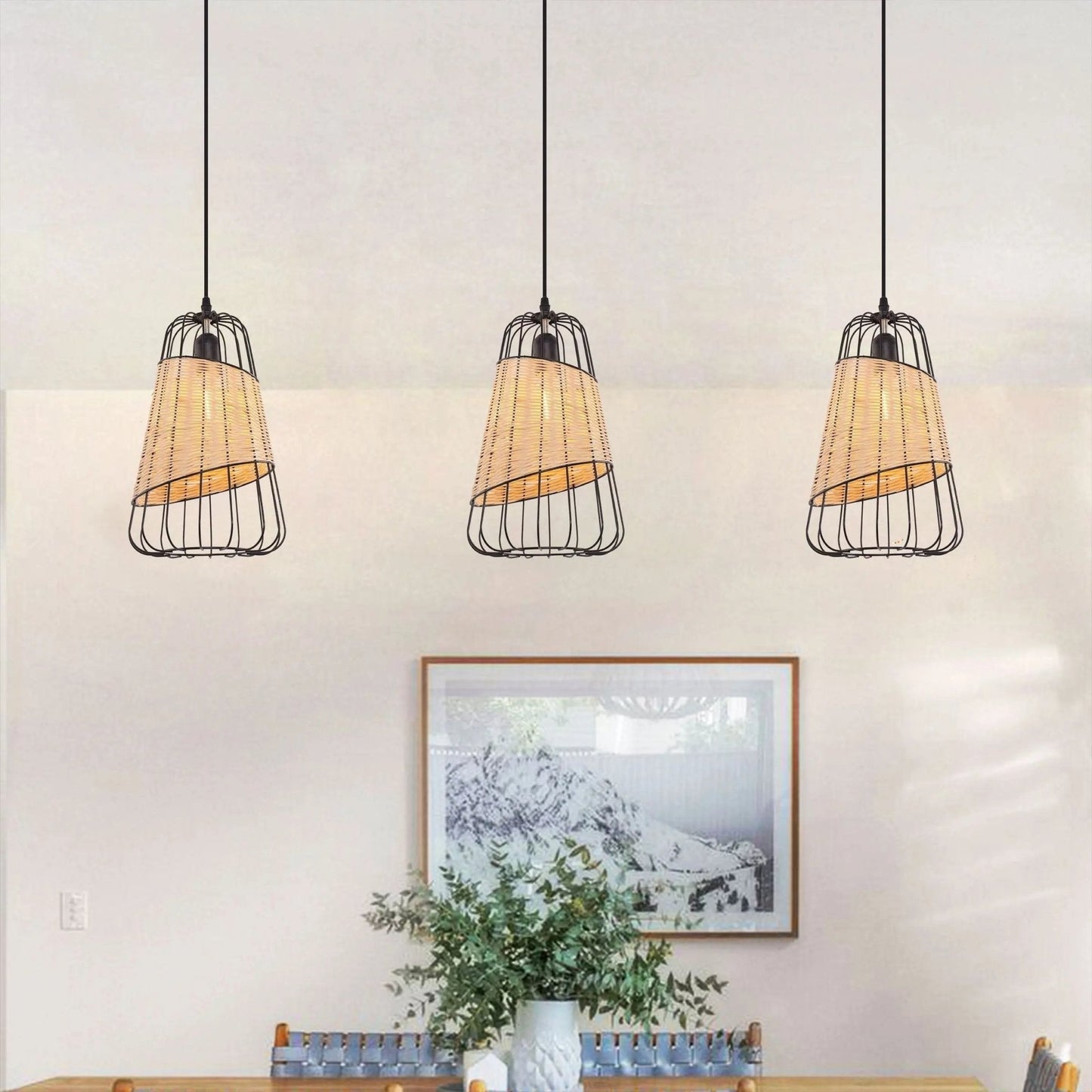Lightsin Lantern - Inspired Rattan Ceiling Light for Cozy Natural Elegance - House Comfort