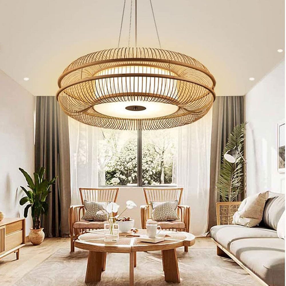 Lightsin LED Bamboo Pendant Light Drum - Shaped 45/60/70/80 Dia - House Comfort