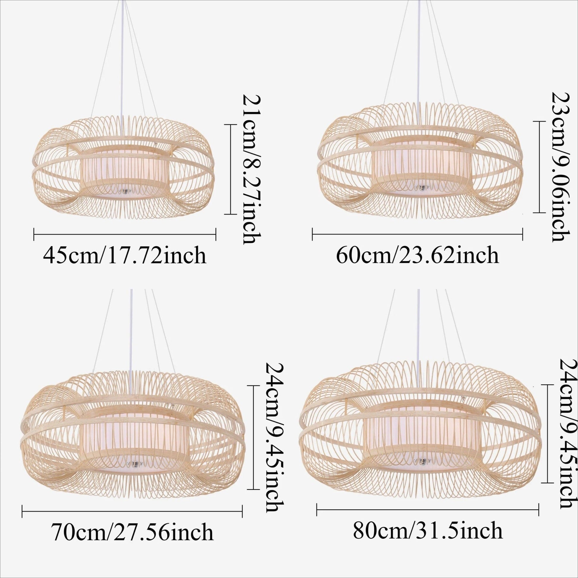 Lightsin LED Bamboo Pendant Light Drum - Shaped 45/60/70/80 Dia - House Comfort