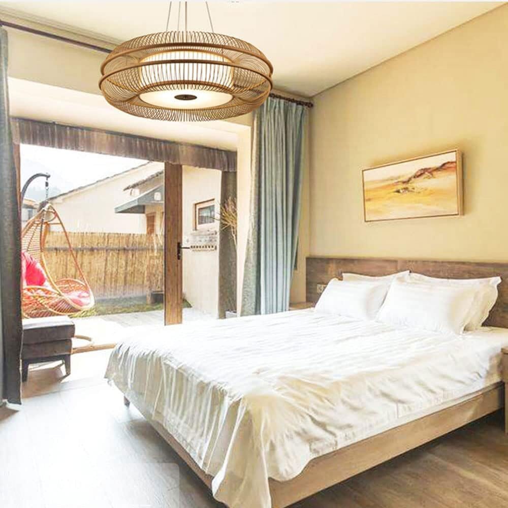 Lightsin LED Bamboo Pendant Light Drum - Shaped 45/60/70/80 Dia - House Comfort