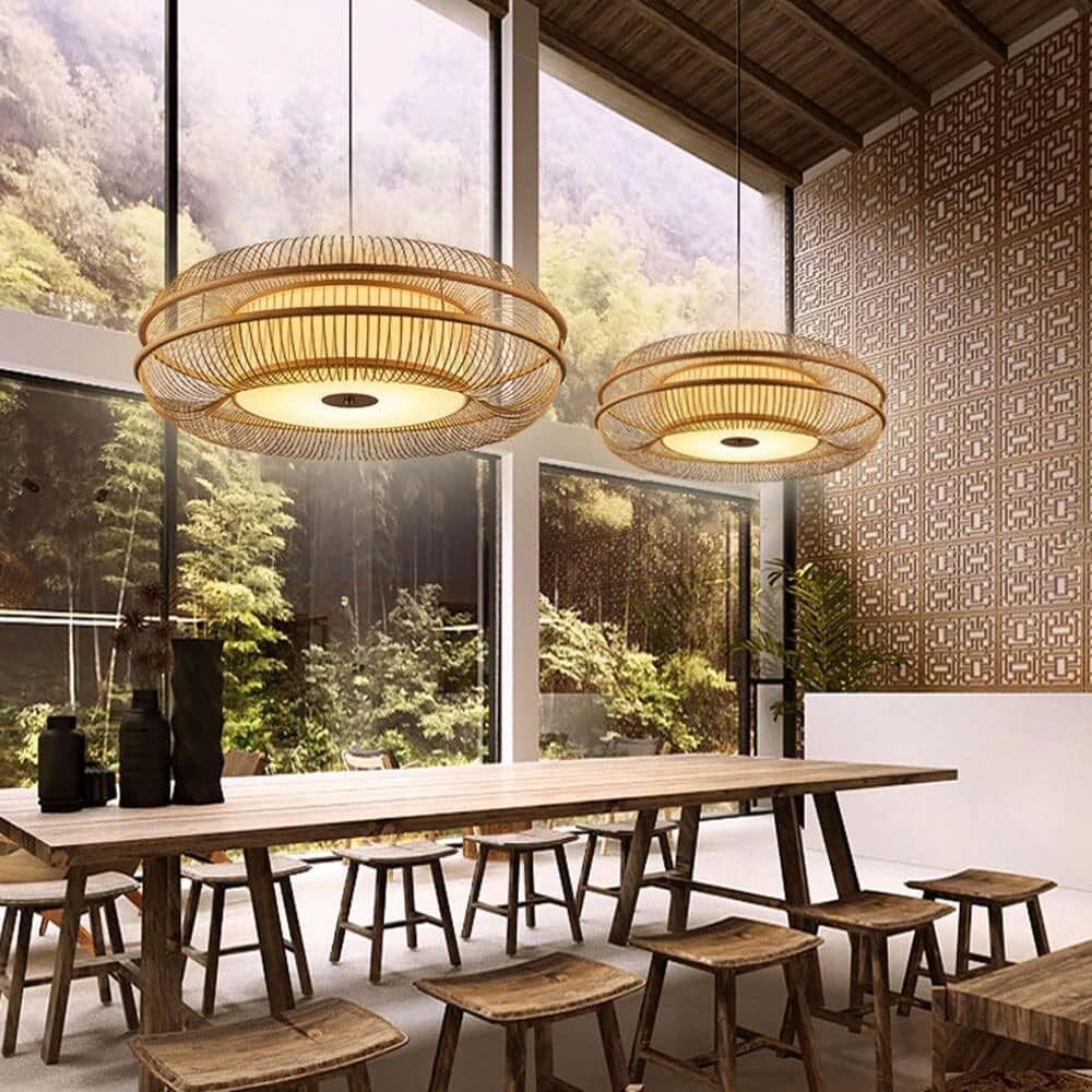 Lightsin LED Bamboo Pendant Light Drum - Shaped 45/60/70/80 Dia - House Comfort