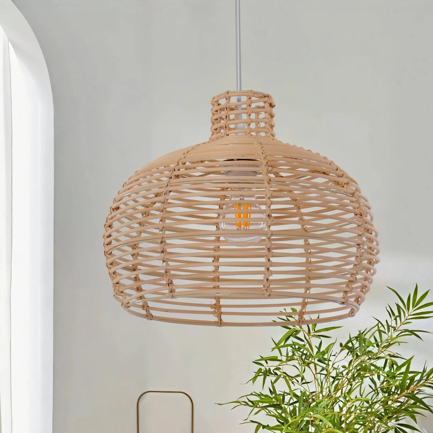 Lightsin Lightweight Open Weave Rattan Ceiling Light - House Comfort