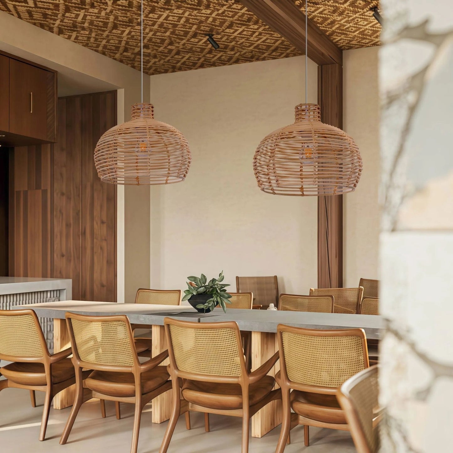 Lightsin Lightweight Open Weave Rattan Ceiling Light - House Comfort