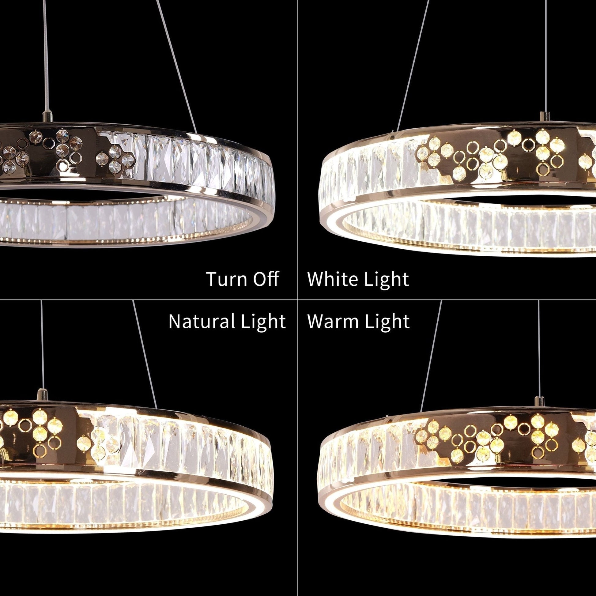 Lightsin Luxurious Gold Crystal LED Halo Pendant Light - House Comfort