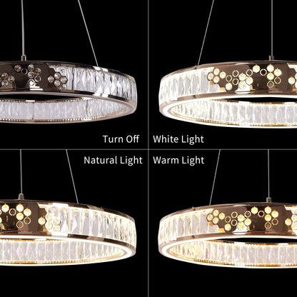 Lightsin Luxurious Gold Crystal LED Halo Pendant Light - House Comfort