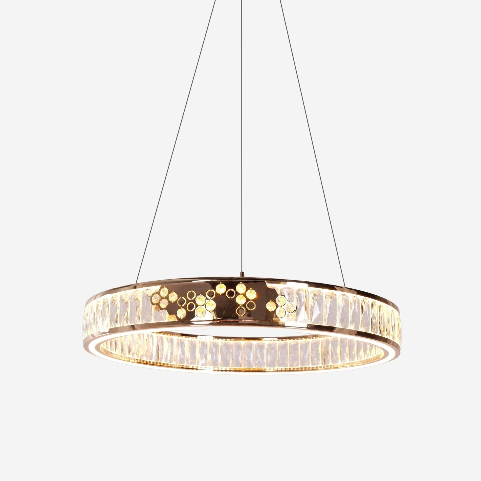 Lightsin Luxurious Gold Crystal LED Halo Pendant Light - House Comfort