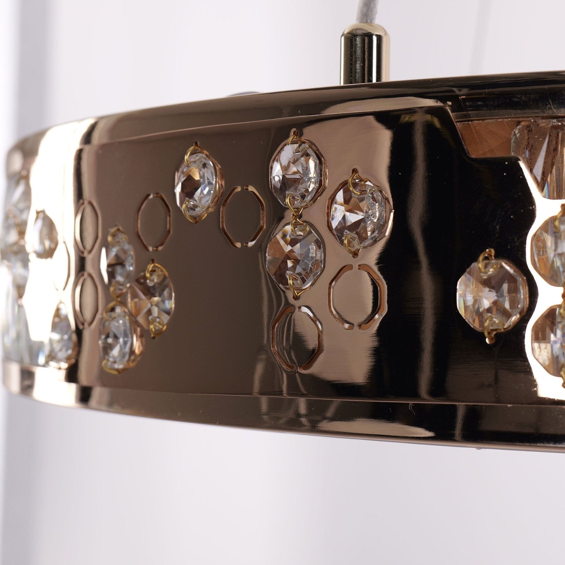 Lightsin Luxurious Gold Crystal LED Halo Pendant Light - House Comfort