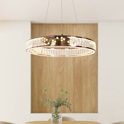 Lightsin Luxurious Gold Crystal LED Halo Pendant Light - House Comfort