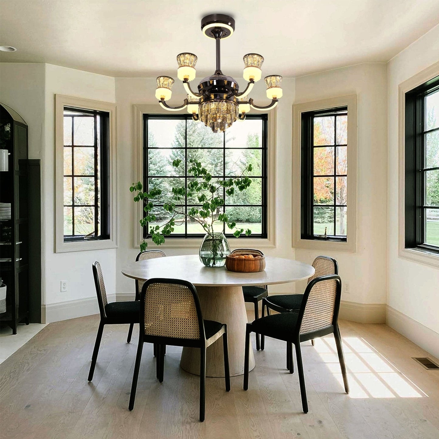 Lightsin Luxurious Palace Crystal Ceiling Fan with LED Color Changing Light - House Comfort