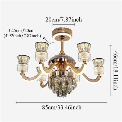 Lightsin Luxurious Palace Crystal Ceiling Fan with LED Color Changing Light - House Comfort