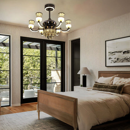 Lightsin Luxurious Palace Crystal Ceiling Fan with LED Color Changing Light - House Comfort