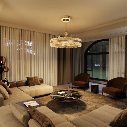 Lightsin Luxury Gold Frame LED Ceiling Fan Light with Retractable Blades - House Comfort