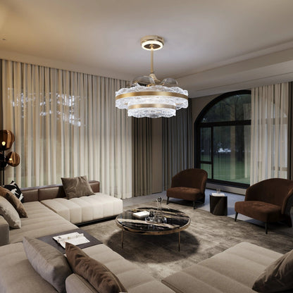 Lightsin Luxury Gold Frame LED Ceiling Fan Light with Retractable Blades - House Comfort