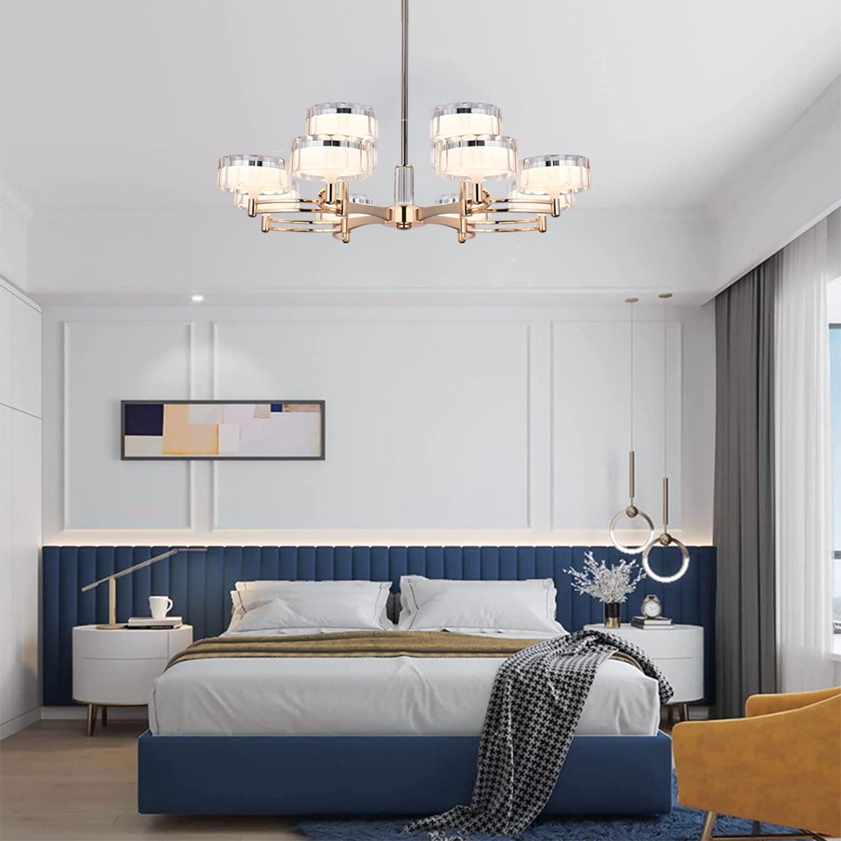 Lightsin Luxury Metal Chandelier for Living Room with Tri - Colour Lighting Options - House Comfort