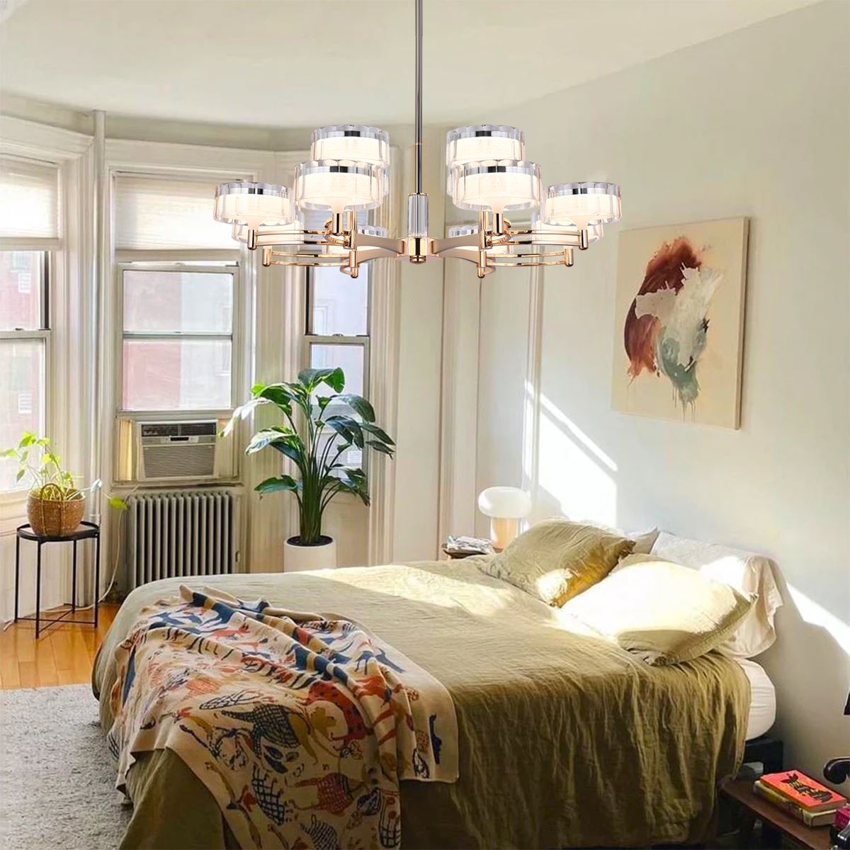 Lightsin Luxury Metal Chandelier for Living Room with Tri - Colour Lighting Options - House Comfort