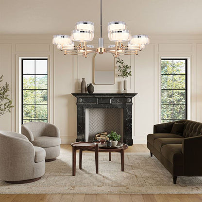 Lightsin Luxury Metal Chandelier for Living Room with Tri - Colour Lighting Options - House Comfort