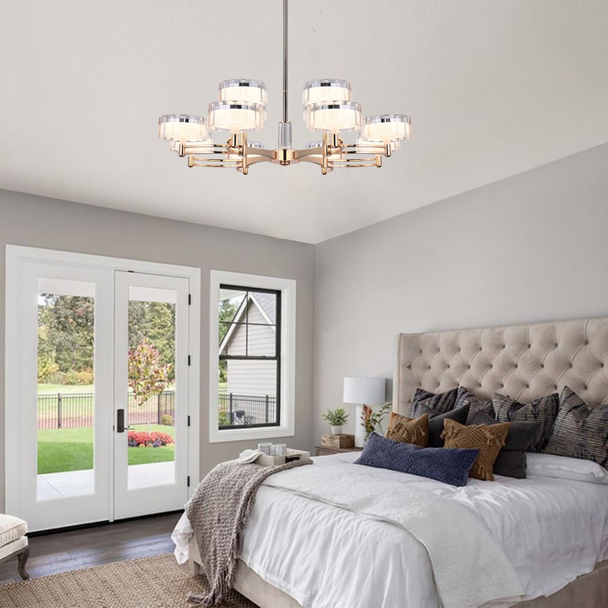 Lightsin Luxury Metal Chandelier for Living Room with Tri - Colour Lighting Options - House Comfort