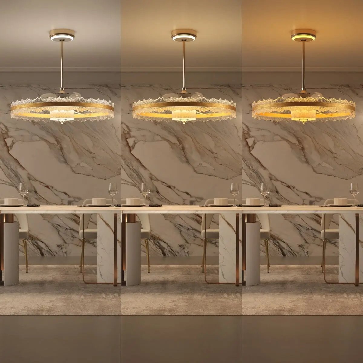 Lightsin Metal Minimalist Acrylic Fan Light with Adjustable Colour Temperature - House Comfort