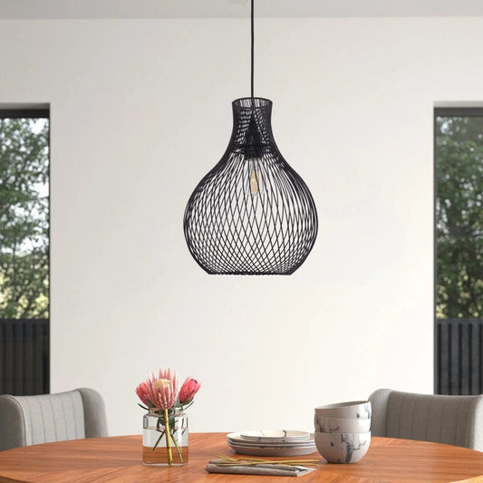 Lightsin Minimalist Black Wire Cage Pendant Light for Home Decor - House Comfort
