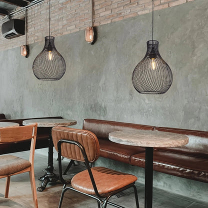 Lightsin Minimalist Black Wire Cage Pendant Light for Home Decor - House Comfort