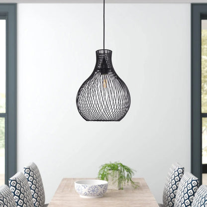 Lightsin Minimalist Black Wire Cage Pendant Light for Home Decor - House Comfort
