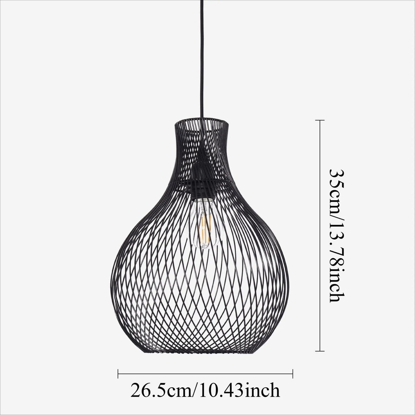 Lightsin Minimalist Black Wire Cage Pendant Light for Home Decor - House Comfort