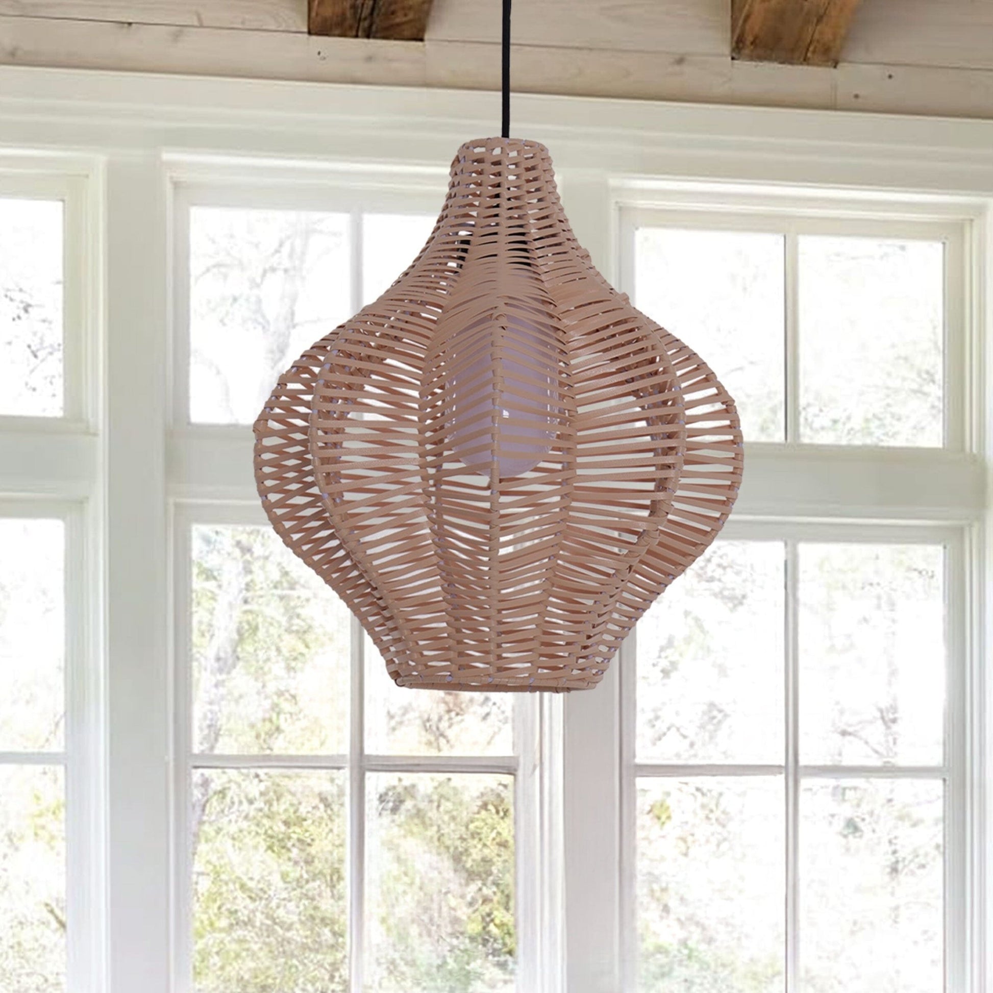 Lightsin Minimalist Handmade Wooden Rattan Pendant Light - House Comfort