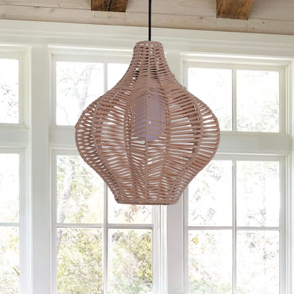 Lightsin Minimalist Handmade Wooden Rattan Pendant Light - House Comfort