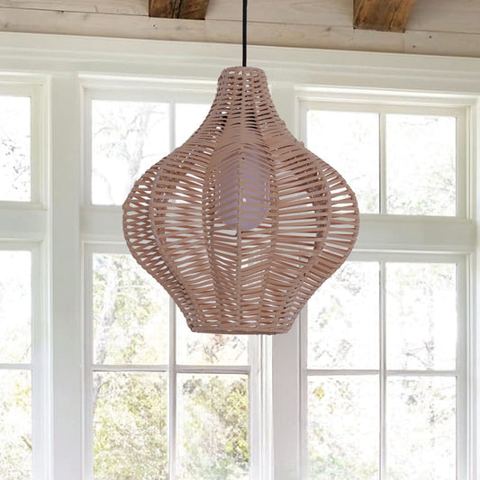 Lightsin Minimalist Handmade Wooden Rattan Pendant Light - House Comfort