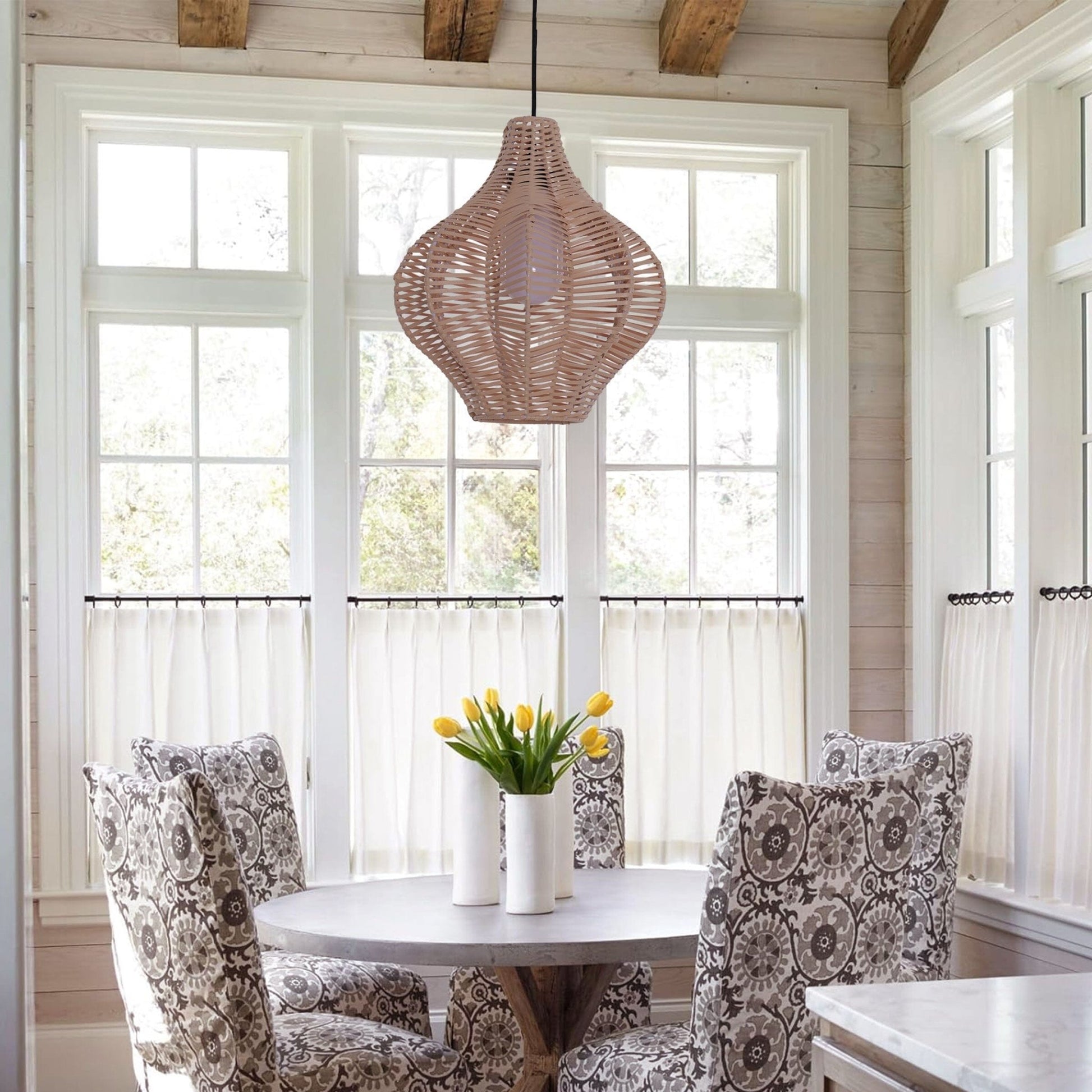 Lightsin Minimalist Handmade Wooden Rattan Pendant Light - House Comfort