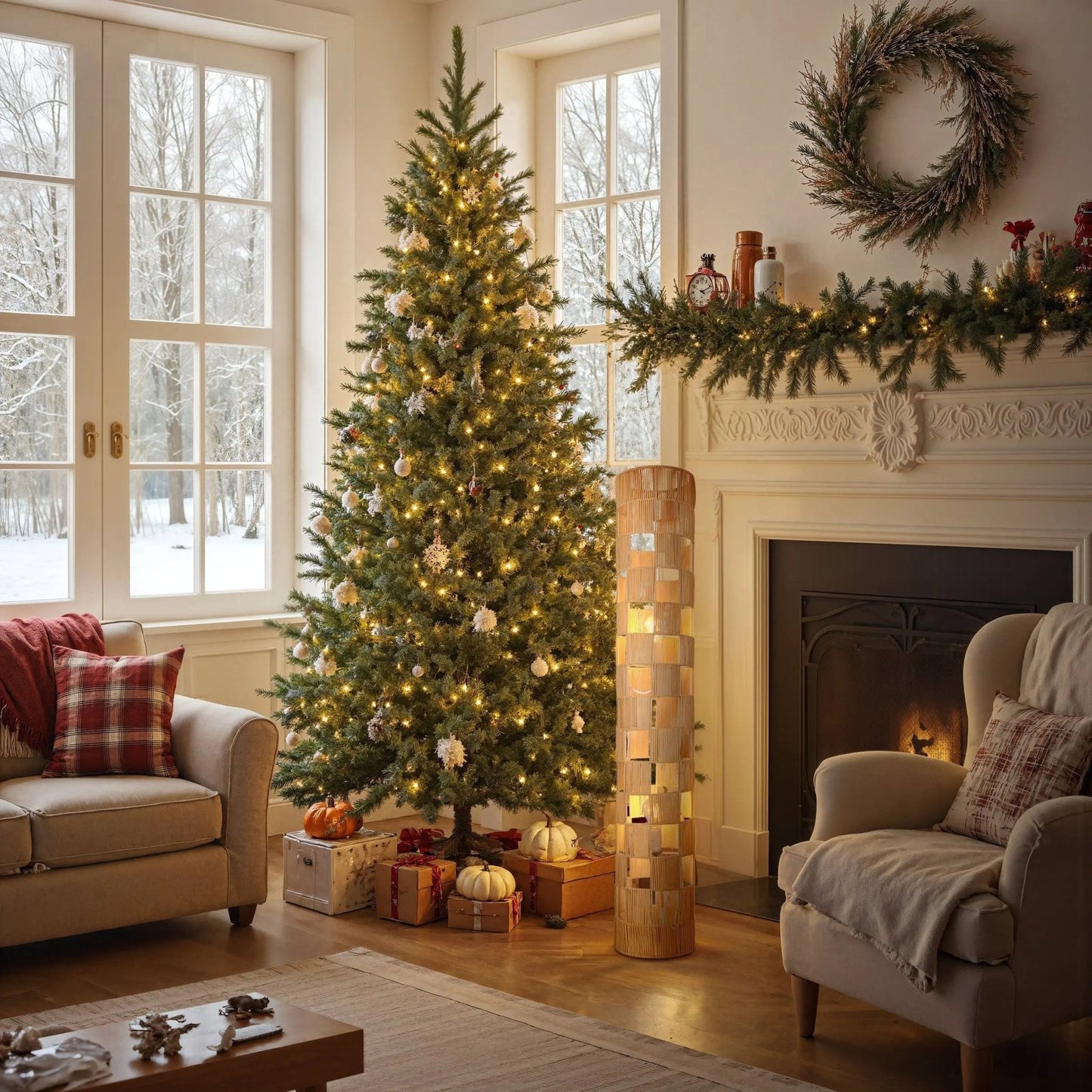 Lightsin Minimalist Square Hollow Rattan Floor Lamp - House Comfort