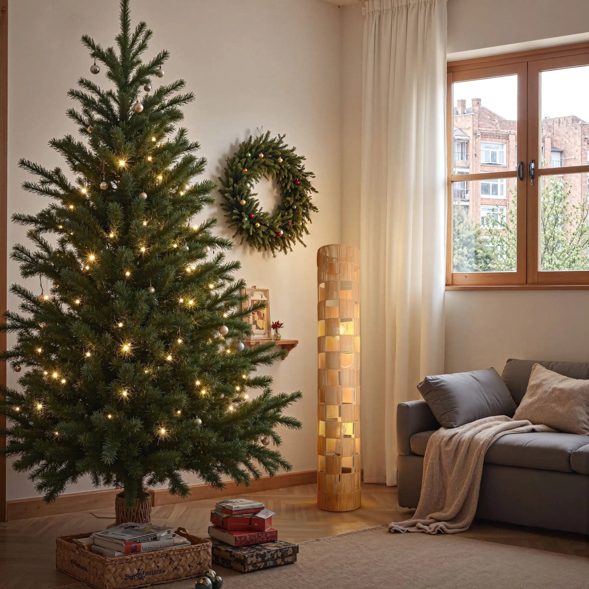 Lightsin Minimalist Square Hollow Rattan Floor Lamp - House Comfort