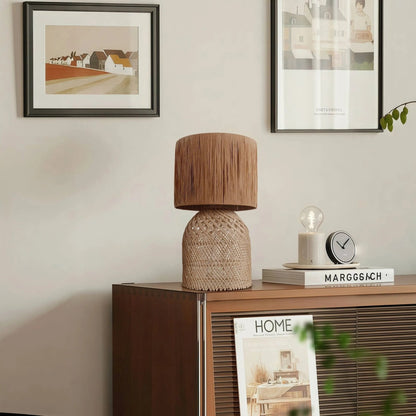 Lightsin Minimalist style Rattan Table Lamps for Cozy Living Spaces - House Comfort