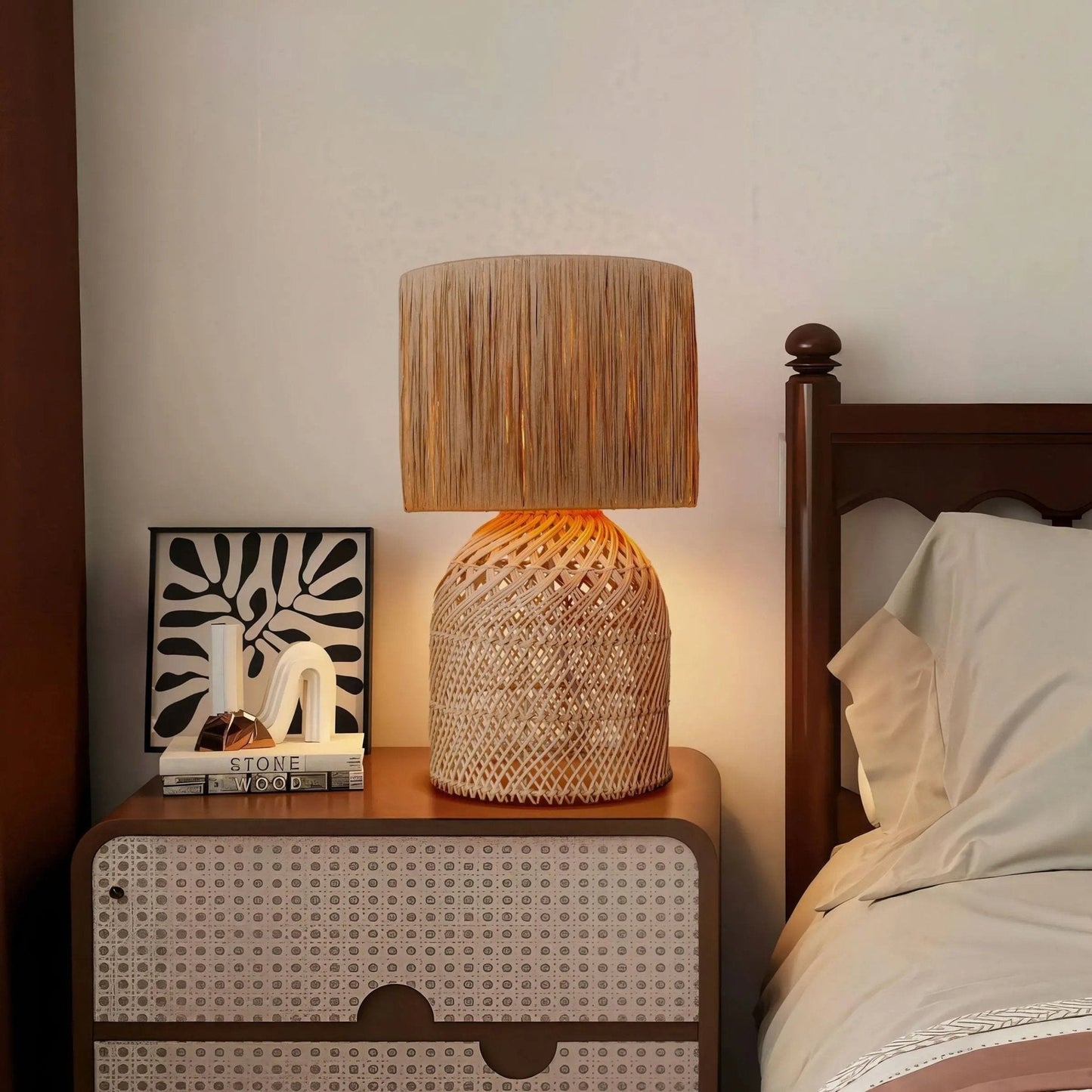 Lightsin Minimalist style Rattan Table Lamps for Cozy Living Spaces - House Comfort