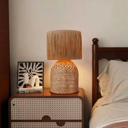 Lightsin Minimalist style Rattan Table Lamps for Cozy Living Spaces - House Comfort