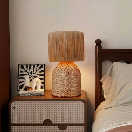 Lightsin Minimalist style Rattan Table Lamps for Cozy Living Spaces - House Comfort