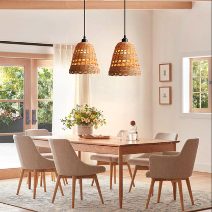 Lightsin Modern Bamboo Handwoven Warm Glow Pendant Light - House Comfort